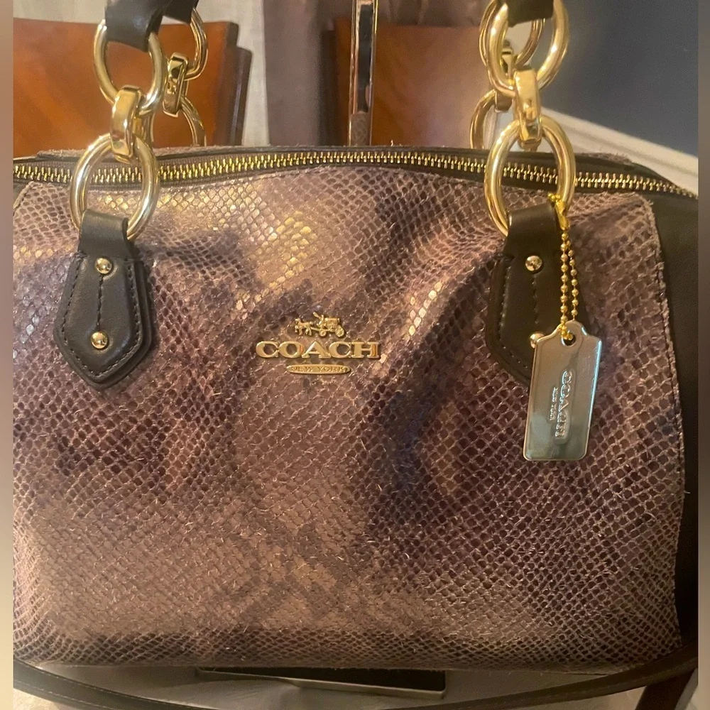 RARE - Coach Collette Two Way Python Graphite purse